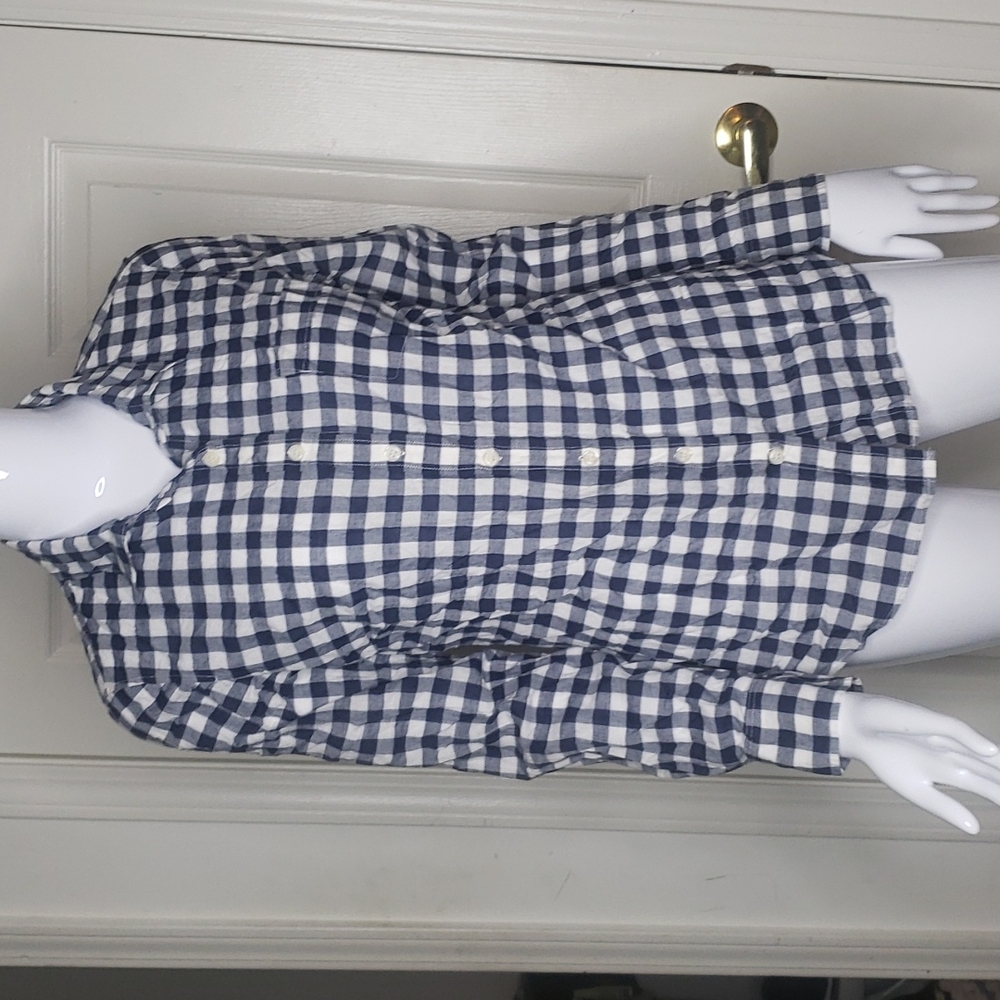 J. Crew Blue & White Checkered Button Down Shirt Size XS